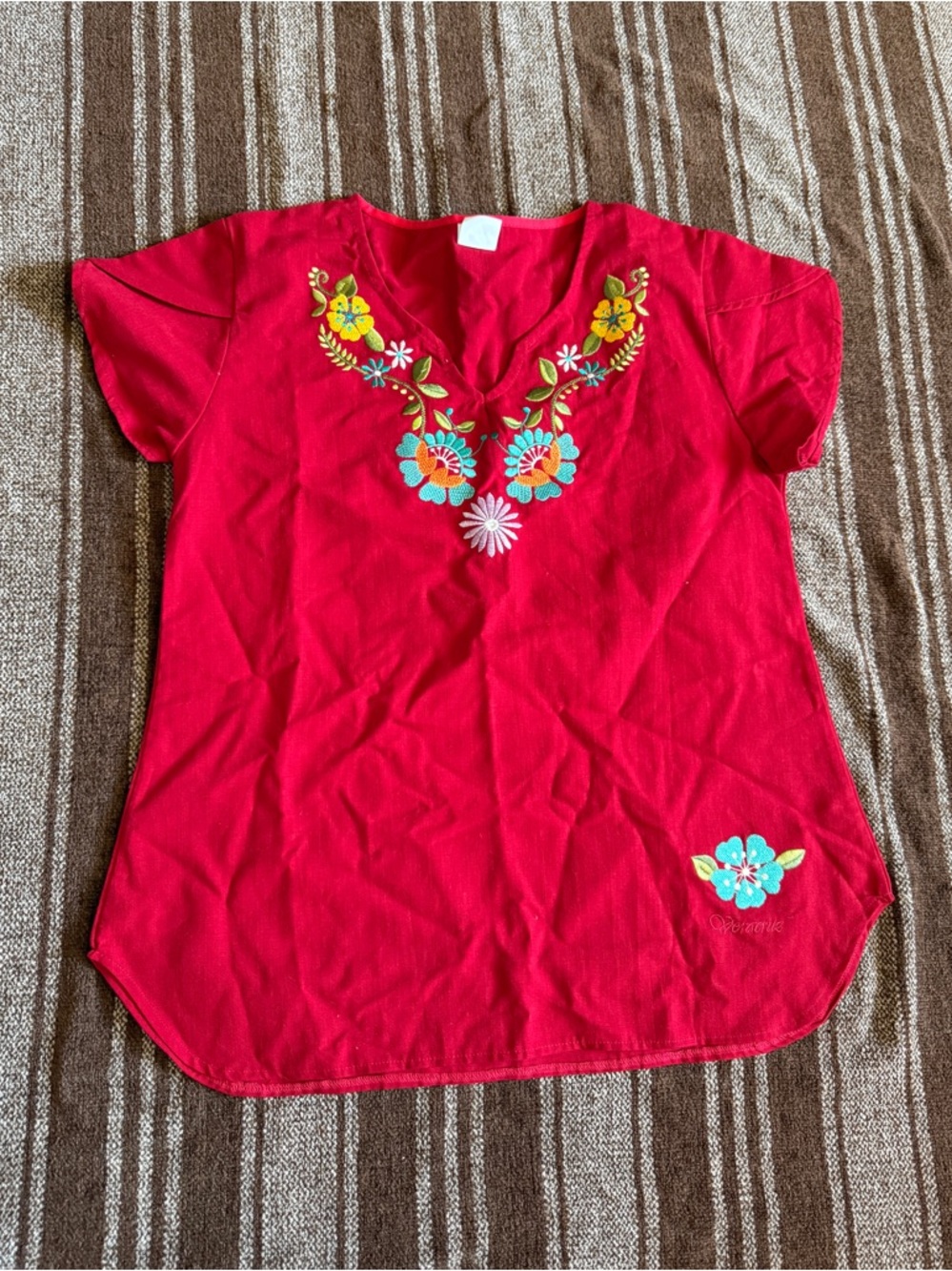 Mexican Women’s Red Embroidered Top